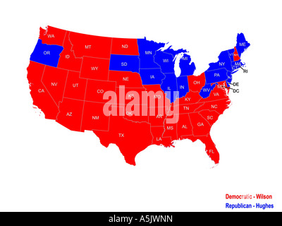 United States Presidential Election Results Map For 1916 Stock Photo