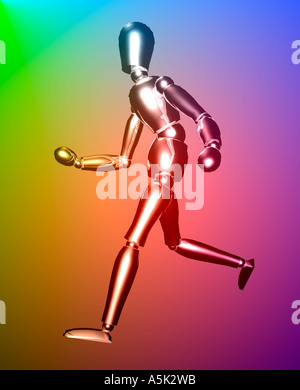 abstract concept view of mannequin or manikin running Stock Photo