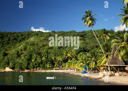 Caribbean St Lucia beach black sand beach Anse Chastanet Resort Stock Photo