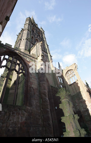 St Michaels tower and spire in Coventry Cathedral survived the air raid in 1940 Stock Photo
