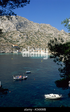 Steep valley with rock formation and garrigue above Montpeyroux ...