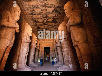 Egypt Abu Simbel Temple constructed by Ramses II in heart of Nubian desert later moved due to flooding by Aswan Dam Stock Photo