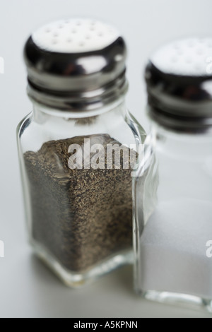 Close up of salt and pepper shakers Stock Photo