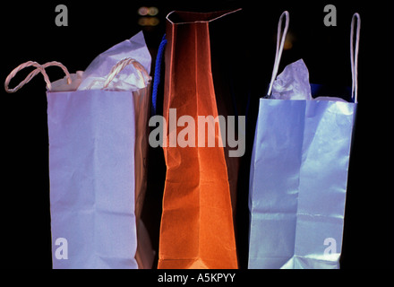 Three Shopping Bags Nobody Studio Shot Stock Photo