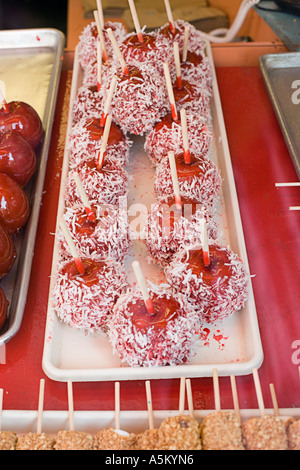 Candy apples on stick Stock Photo