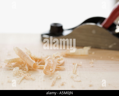 Close up of wood shavings Stock Photo