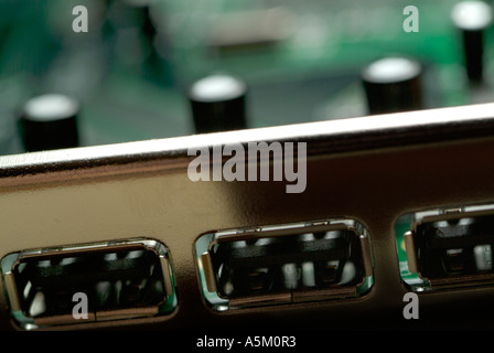 Electronic integrated circuit on a computer usb board Stock Photo