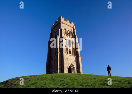 Person Approaching The Ruin Of St Michael S Church On Glastonbury Tor 