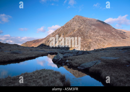 Pen yr Ole Wen seen from the drainage stream of Llyn Idwal Snowdonia National Park Gwynedd Wales Stock Photo