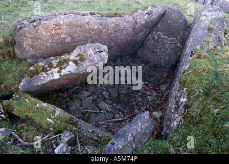 An open empty burial chambered cairn  on 'Minning low' Hill   in Derbyshire 'Great Britain'