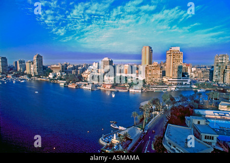 Cairo Egypt ,Cityscape Overview of City Center with "Nile River"  Day Stock Photo