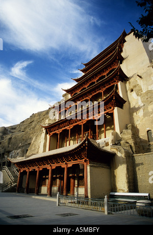 Mogao Grottoes cave temple complex on the Silk Road at Dunhuang, China Stock Photo