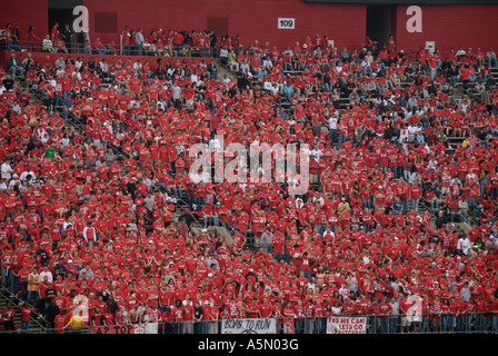 a cropped view of a section of fans at a college football game Stock ...