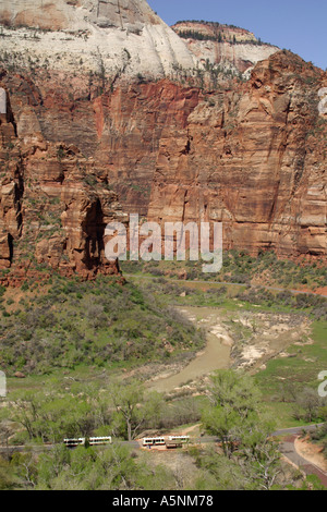 overhead view big bend and the Virgin River Zion National Park southern Utah U S A Stock Photo