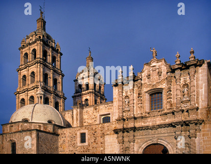 Cathedral lateral portal and towers, Durango Mexico Stock Photo