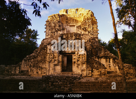 Edificio XX in Grupo D, Mayan ruins, Rio Bec Sites, in Chicanna, Campeche state, Yucatan penninsula, Mexico Stock Photo