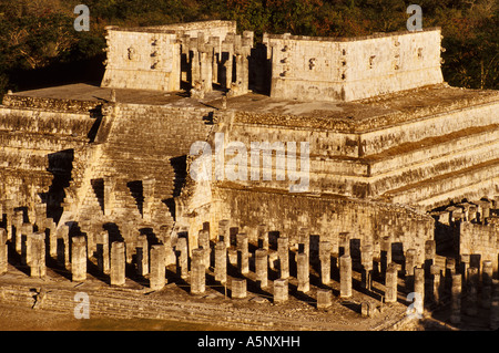 Grupo de las Mil Columnas (1000 Columns) Mayan ruins at Templo de Chac Mool, Chichen Itza, Yucatan, Mexico Stock Photo