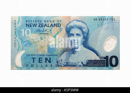 A New Zealand 10 Dollar Note. Stock Photo