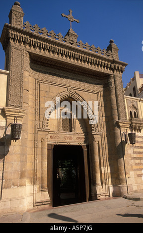 Entrance of the Hanging Church built on top of the Water Gate of Roman Babylon, Coptic Cairo, Egypt Stock Photo