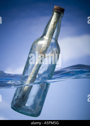 Message in a floating bottle Stock Photo