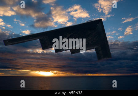 B 2 Stealth Bomber Flies Over Ocean at Myrtle Beach South Carolina USA Stock Photo