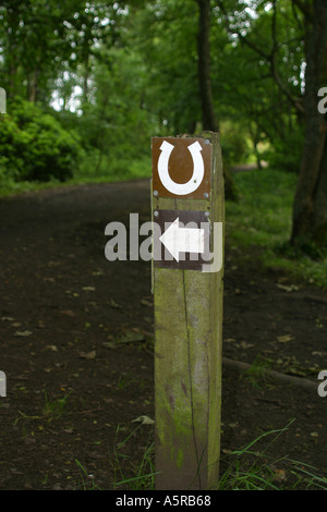 Direction sign on Bridleway for horse riders Stock Photo
