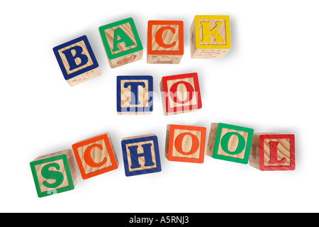 BACK TO SCHOOL spelled in blocks Stock Photo