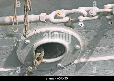 Detail Boat anchor rope hole Stock Photo - Alamy