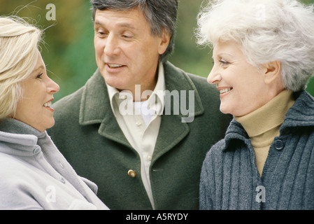 Senior adults, talking Stock Photo