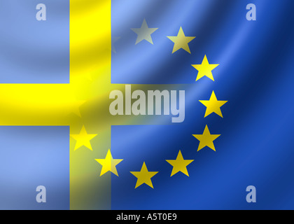 Flag of The Sweden and EU flag European Union Stock Photo