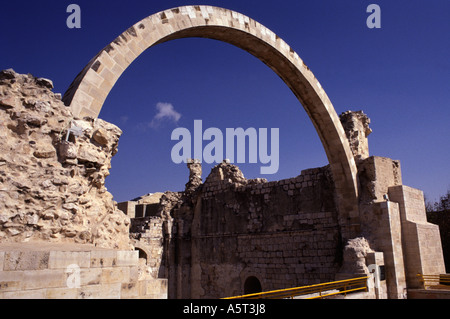 Remnant of the former Synagogue or Hurva synagogue at the Jewish Quarter Old city Jerusalem Israel Stock Photo