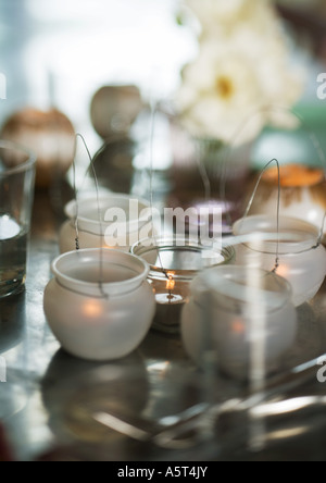 Candles on table Stock Photo