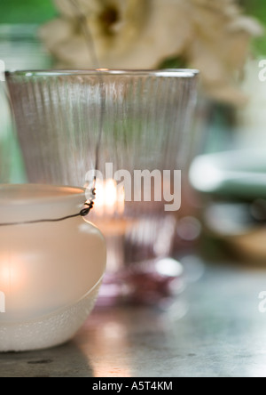 Candles in candleholders Stock Photo
