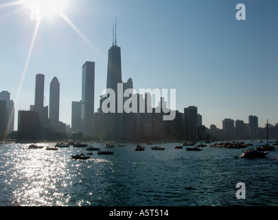 Chicago Summer Skyline Silhouette Stock Photo