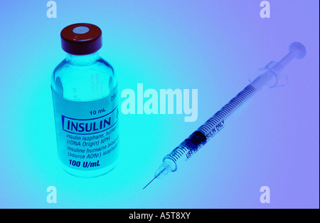 Insulin vial and syringe Stock Photo