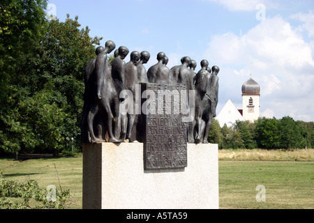 Jewish Memorial commemorating death march from Dachau to Tegernsee in May 1945 at Blutenburg Castle Munich Bavaria Germany Stock Photo