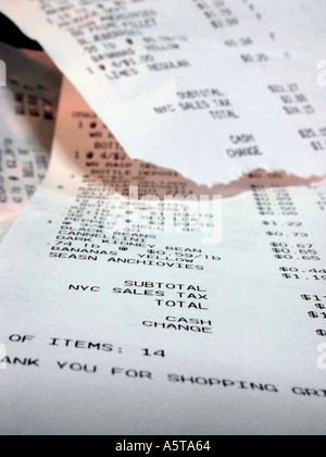 Grocery receipts - USA Stock Photo - Alamy