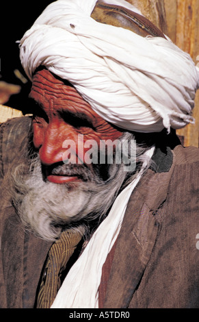 A turbaned tribal elder is seen in a marketplace near Kabul, Afghanistan. Stock Photo