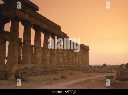 Ruins of Greek temple from 7th Century BC at Selinunte in Trapani Province on Sicily Stock Photo