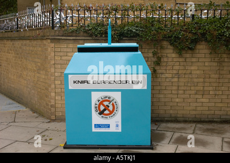 A knife surrender bin in West London Stock Photo