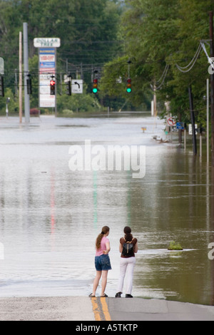 Flooding of Susquehanna River in commercial district Oneonta New York ...