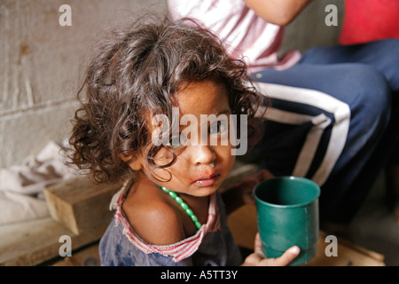 Painet jj1667 honduras children kids girl free feeding program slum barrio chamelecon san pedro sula latin america central Stock Photo