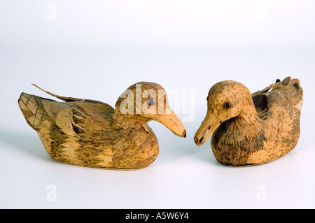 Two small ornamental ducks made from bamboo culm sheaths. Made in China. DSC 8653 Stock Photo