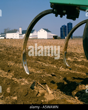 SLIT TILLING CORN STUBBLE Stock Photo