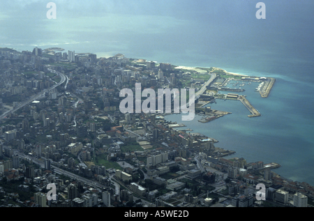 Lebanon Beirut Aerial View Of The Jounieh Bay From Harissa Stock Photo