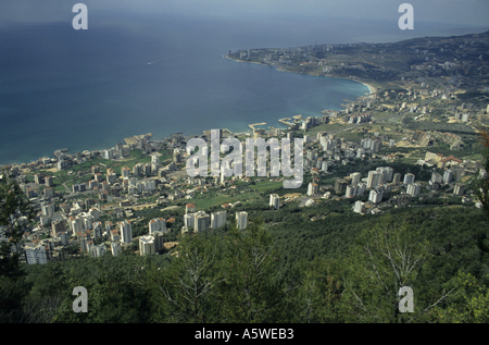 Looking over Jounieh Bay from Harissa, Beirut, Lebanon. Stock Photo