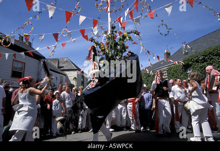 Padstow annual 1st May Hobby Horse festival in North Cornwall England Stock Photo