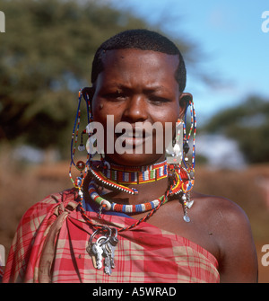 Young Masai Girl, Amboseli Reserve, Kajiado, Kenya Stock Photo