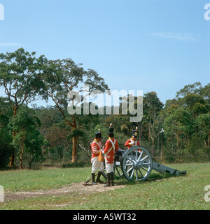 Soldiers in historic Re-enactment, Old Sydney Town, near Sydney, New South Wales, Australia Stock Photo