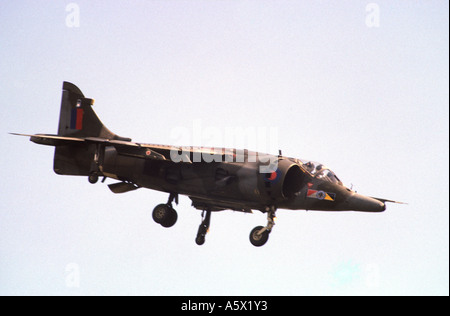 A Hawker Siddeley Harrier jump jet hovers during a flying display Stock Photo